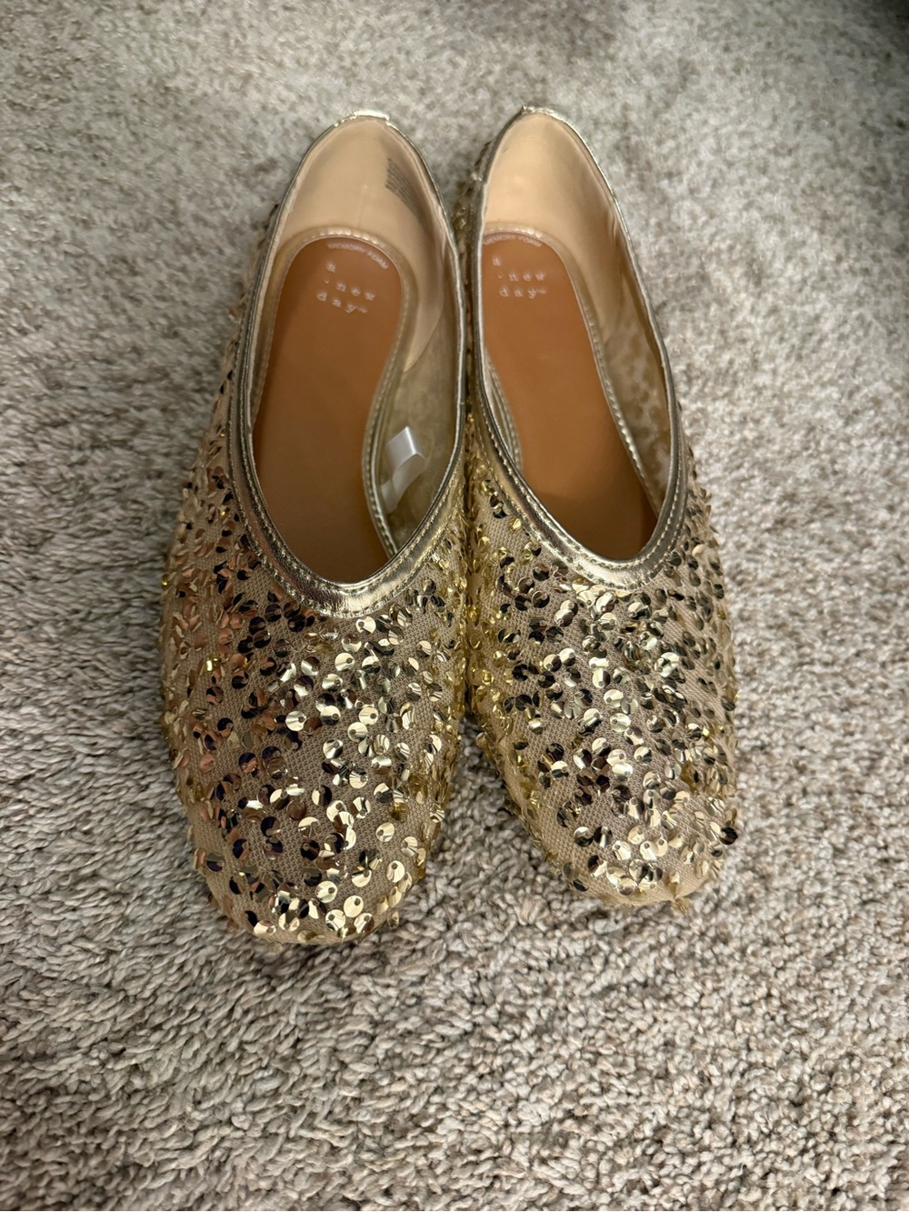 a new day Gold Sequin Ballet Flats